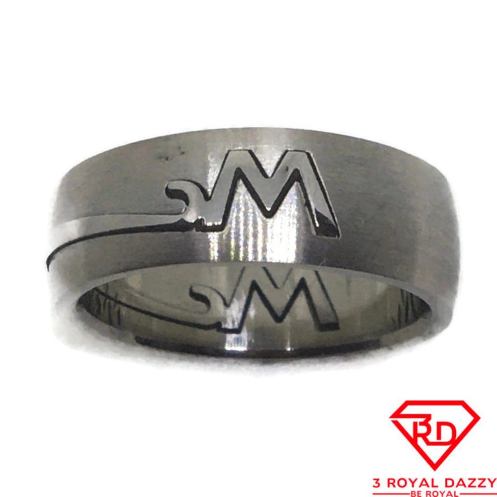 M or W patterns Smooth Stainless Steel Ring S8